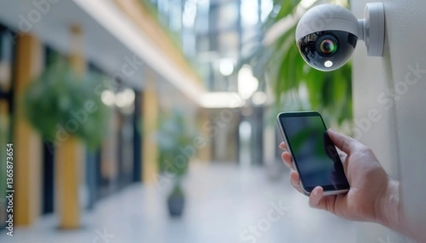 Obraz Security camera mobile phone access smart technology
