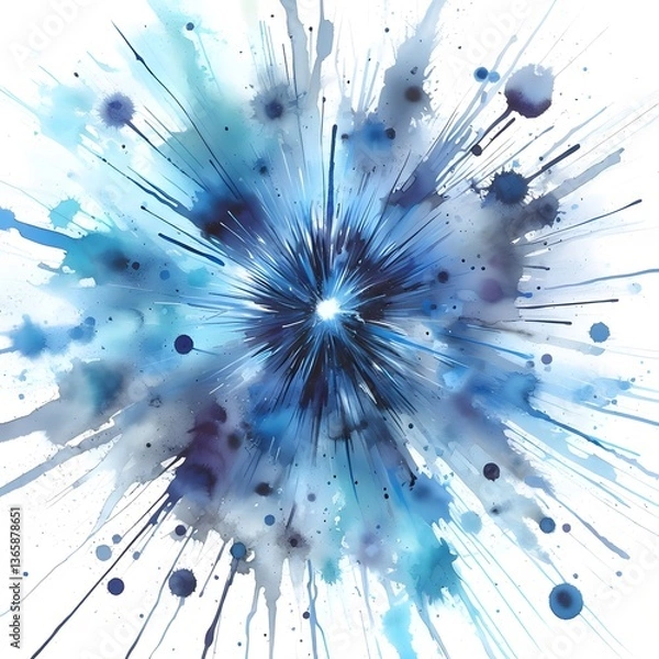 Fototapeta Abstract Energy Burst: Dynamic Blue and White Explosion with Radiating Lines