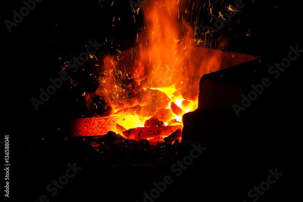 Obraz blacksmith forged iron traditional hammer beating