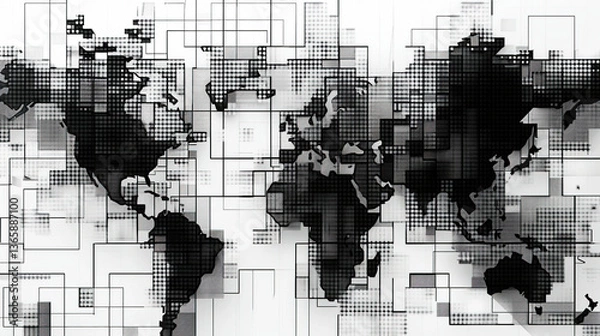 Obraz Abstract digital world map on white background