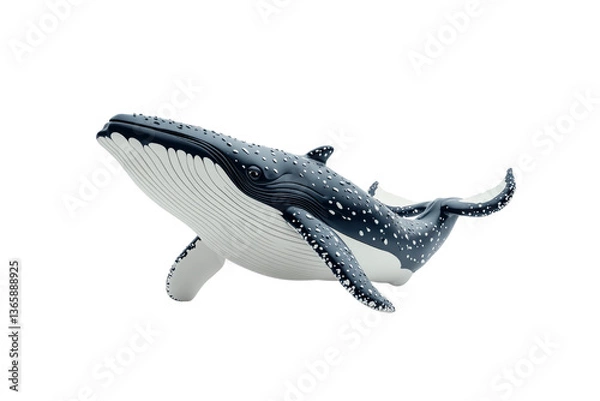 Fototapeta 3D Render of a Humpback Whale Swimming in the Ocean