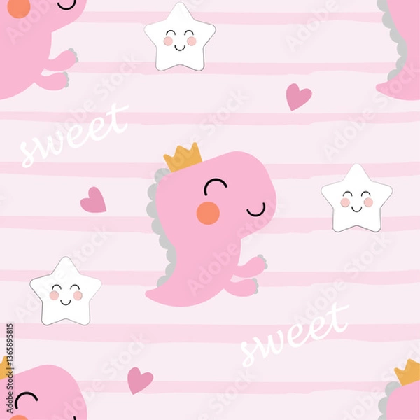 Obraz baby dinosaur seamless pattern