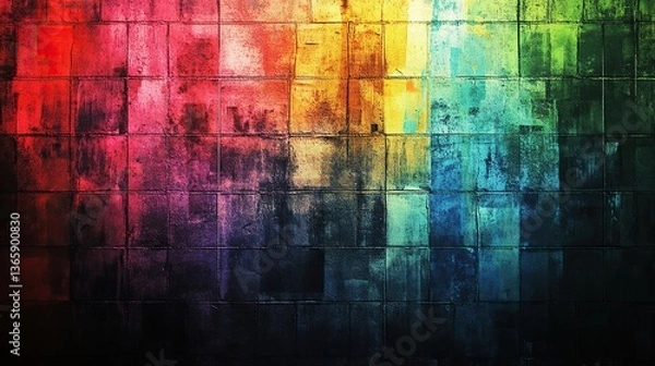 Fototapeta Vibrant Grunge Art Wall with Gradient Lighting, Abstract and Textured Design
