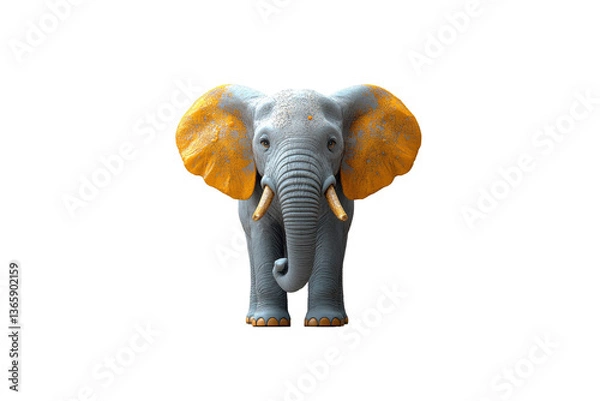 Obraz Majestic Elephant with Golden Accents - 3D Render