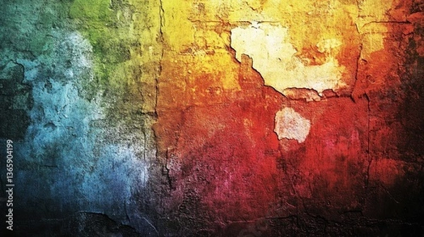 Fototapeta Vibrant Grunge Art Wall with Gradient Lighting, Abstract and Textured Design
