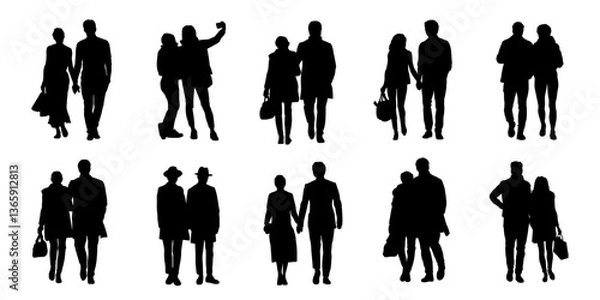 Obraz pair people silhouettes on the white background