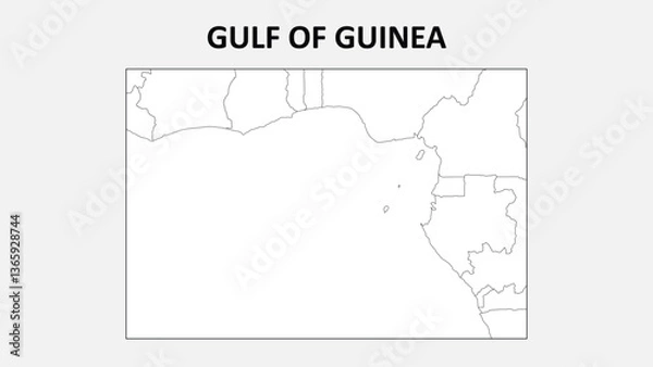 Fototapeta Gulf of Guinea Map. State map of Gulf of Guinea. Administrative map of Gulf of Guinea with states names in outline.