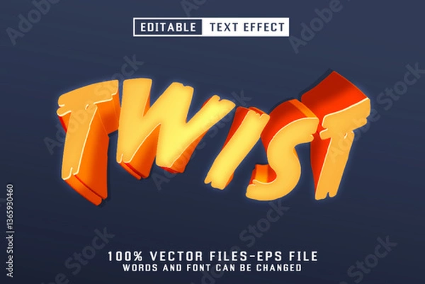 Fototapeta twist 3d cartoon text effect premium vectors	
