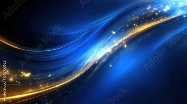 Fototapeta Abstract Blue and Gold Dynamic Flow