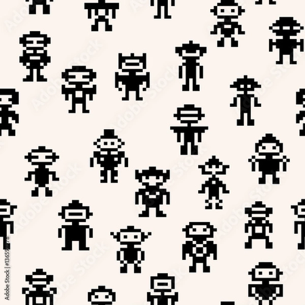 Obraz pixel robots pattern
