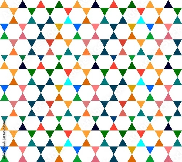 Fototapeta Colorful Triangular Geometric Pattern with Multicolor Palette on White Background