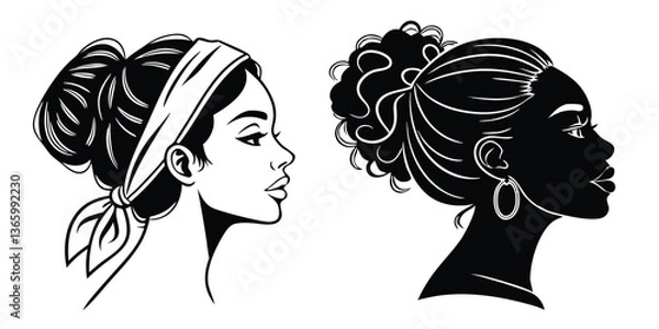 Fototapeta woman heads silhouettes