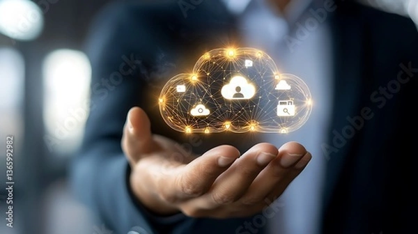 Obraz Cloud technology innovations business sector digital content virtual environment modern viewpoint