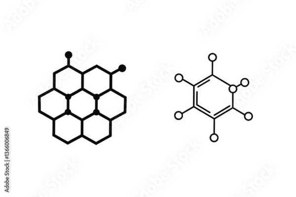 Fototapeta Chemical Structures Graphene Honeycomb and Aromatic Ring Molecular Diagrams