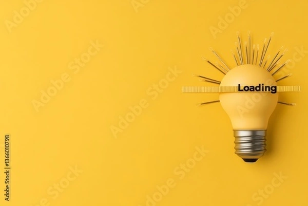 Fototapeta A light bulb is set against a bright yellow backdrop