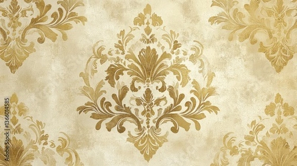 Obraz An elegant luxury wallpaper with intricate gold patterns and a velvet texture, perfect for a sophisticated, high-end interior