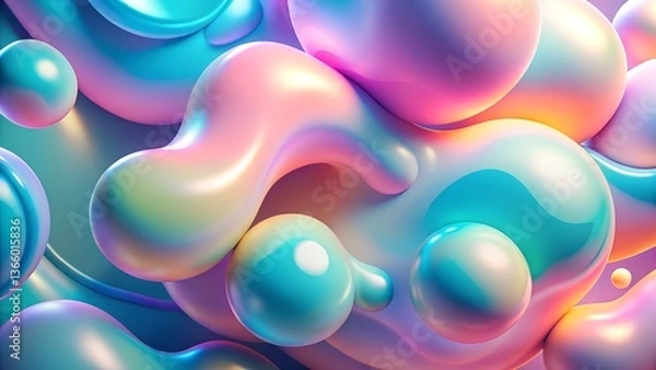 Fototapeta Smooth fluid gradient morphing into organic shape