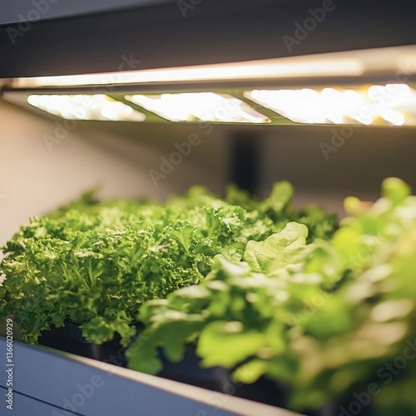 Fototapeta Botanical image of cultivated plants thriving in a greenhouse environment.
