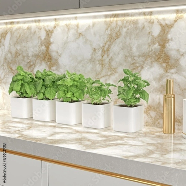 Fototapeta Botanical image of cultivated plants thriving in a greenhouse environment.
