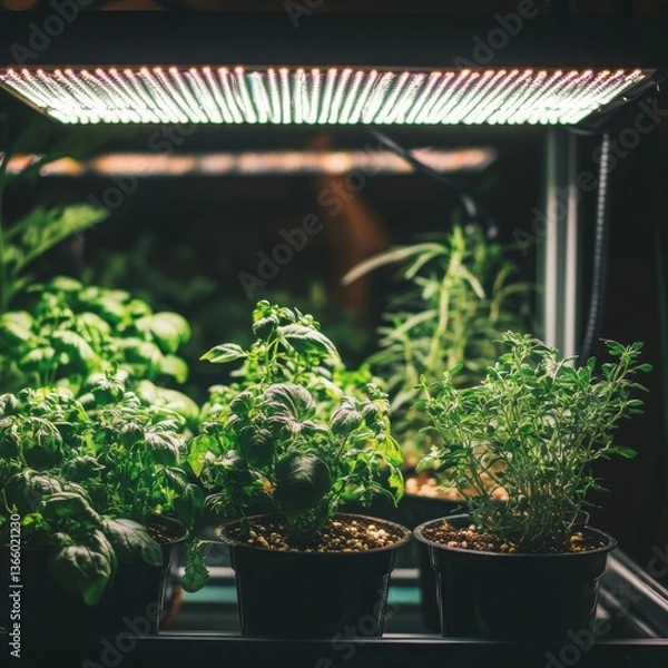 Fototapeta Botanical image of cultivated plants thriving in a greenhouse environment.