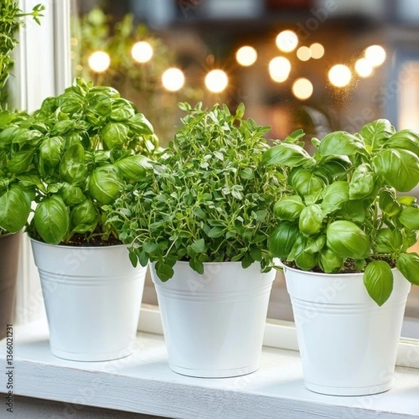 Fototapeta Botanical image of cultivated plants thriving in a greenhouse environment.