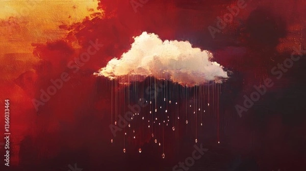 Obraz Golden rain cloud sunset art background