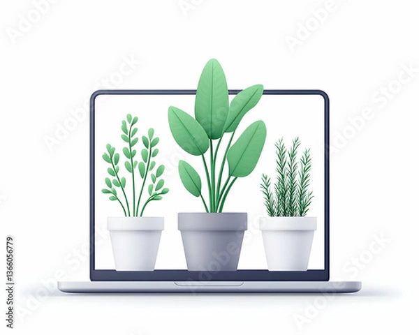 Obraz Laptop Displaying Houseplants