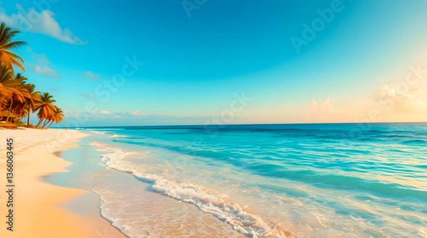 Obraz tropical beach with palm trees