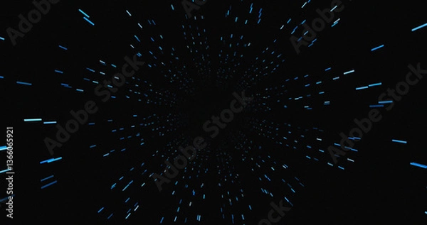 Fototapeta Abstract Blue Light Streaks Tunnel Space Galaxy Cosmic Background Digital Art Design