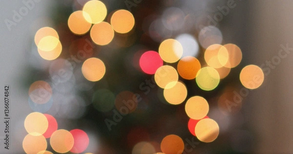 Fototapeta Abstract Festive Bokeh Lights Christmas Holiday Season Blurred Background Winter