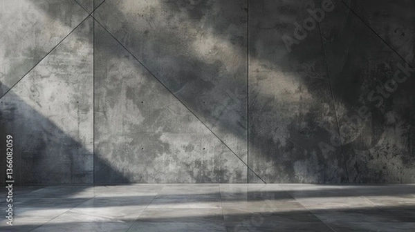 Fototapeta Elegant Abstract Patterns on Grey Background in Modern Style with Rule of Thirds and Ambient Light in Muted Colors