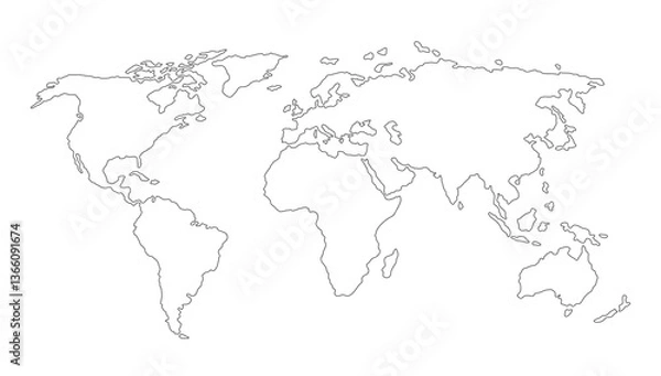 Obraz World map. Outline silhouette vector illustration