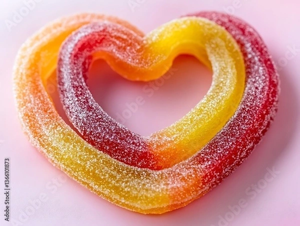 Fototapeta Colorful sugary candies arranged to form a heart shape