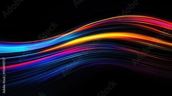 Fototapeta High-speed light wave trails effect, background, wallpaper, 4k, isolated on black, no text, no watermarks, no logo, no text, no watermarks, no logo.
