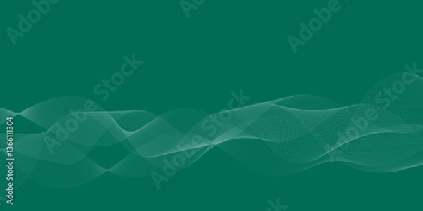 Fototapeta Emerald Green Wave Vector with Lush Foliage and Organic Flow
