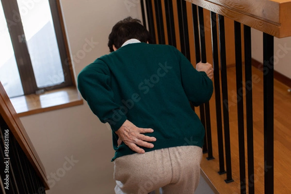 Obraz 腰痛に悩む高齢者
