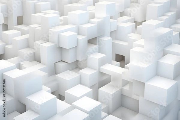 Fototapeta Abstract White Cubes Background with Geometric Shapes and Modern Design