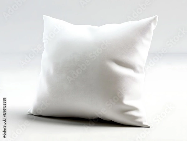Fototapeta Contemporary white pillow with a minimalist style and plush texture, isolated against a pristine white background.