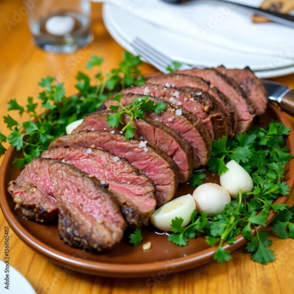 Obraz grilled steak with vegetables