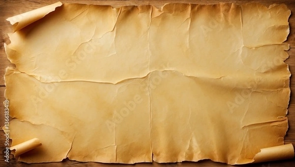 Obraz Rustic Aged Paper with Frayed Edges Texture Background