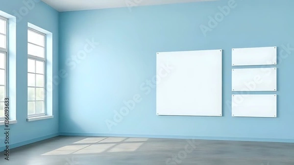 Obraz empty room with window and blue sky