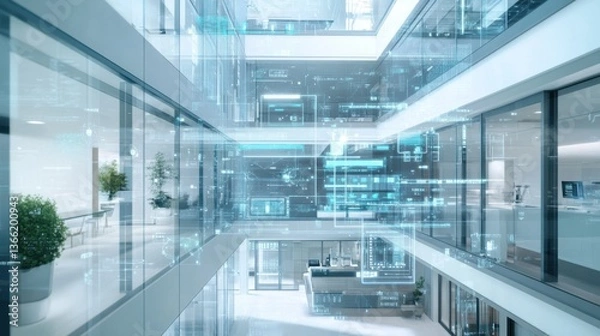 Obraz An AI powered system automating energy efficient building management by analyzing real time temperature, lighting, and occupancy data