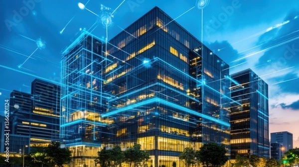 Fototapeta An AI powered system automating energy efficient building management by analyzing real time temperature, lighting, and occupancy data