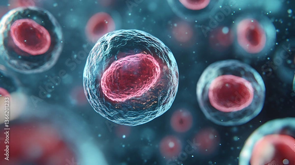 Fototapeta Illustration of abstract colorful stem cell