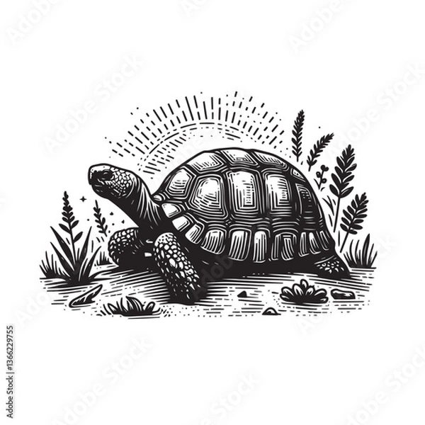 Obraz Simple Gopher Tortoise Side View Vector Icon – Vintage Logo & Retro Illustration