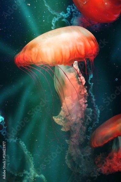 Obraz Magical Orange Jellyfish