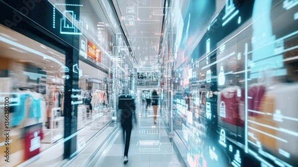 Fototapeta An AI powered system enhancing customer behavior analysis by analyzing real time purchase data, browsing patterns, and engagement for tailored retail experiences
