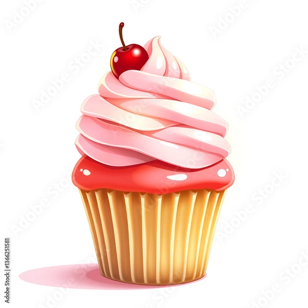 Obraz Cherry Malt Milkshake Cupcakes