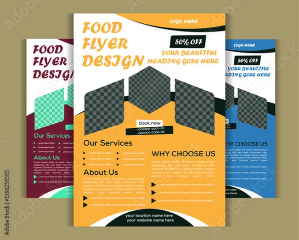 Obraz Creative Abstract food Flyer Design Template | Modern Gradient Flyer | Professional Event, Business, Marketing & Invitation Card Design
