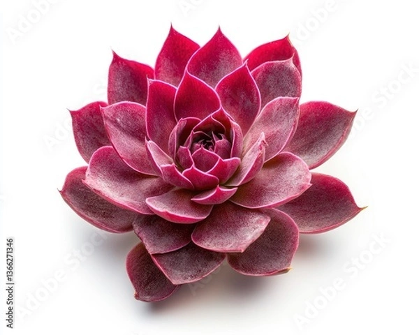 Fototapeta Isolated Purple Succulent Rosette with Leaf Pattern on White Background